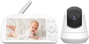 3-Link 1080P Baby Monitor with Camera and Audio, 5" Baby Camera Monitor no Wi-Fi, Invisible Night Vision, 4X Zoom, 5000mAh, VOX, Temperature Alert, Feeding Clock, 2-Way Audio, 1000ft Range