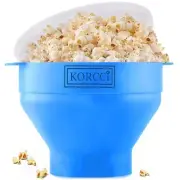 Korcci Microwaveable Silicone Popcorn Popper Bowl Light Blue Dishwasher Safe