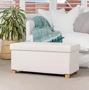 The Ottoman Shop, Ottoman Storage, Boucle White Footstool Bench, Australia