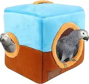 Bird Hanging Hammock Winter Warm Parrot Nest House Bed Plush Snuggle Pet Cave Hammock Toy for Conure Lovebird Budgie Parakeet Cockatiel Cage Accessory (Bluish Brown)