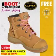 Oliver Work Boots, 49432z, Women's' Wheat Nubuck, Zip Side, Steel Cap Safety,