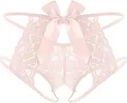 [Zadaos] Men Erotic Open Crotch Thongs Porn Sex Panties Lace Briefs Bowknot Crotchless Underpants