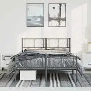 vidaXL Metal Bed Frame without Mattress with Footboard Black 150x200 cm