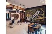 3D Black Gold Barbershop Pattern 115171 Barber Shop Wall Murals Self-adhesive Vinyl Wallpaper Murals