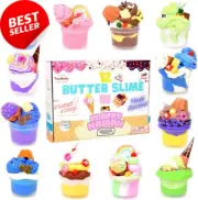 Fluffy Slime Kit, 12 Colors, Scented, Ice Cream, Accessories, Gift Box