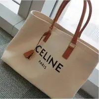 在飛比找Yahoo!奇摩拍賣優惠-Celine 帆布 tote bag   白色帆布托特包 顏