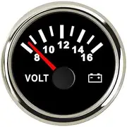52 Mm 2-1/16" Marine Boat Voltmeter Gauge Meter 8~16V Waterproof Voltage Indicator Fit Boat Motorcycle Car Voltmeter Voltmeter(Silver)