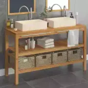 Bathroom Vanity Cabinet Solid Teak with Sinks Marble Cream