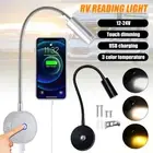 12V LED Spot Reading Light Warm White Bedside Caravan Van Flexible Wall Lamp