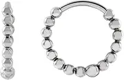 [JewelryWeb] 14k White Gold 11mm Polished Beaded Hoop Earrings-Hoop Earring for Women