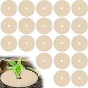 20pcs Cabbage Plant Protector Collars 5.9 Inch/15cm Round Mulch Ring for Plants Slug Deterrent Garden Protection Mat Barrier Collar Rings for Control Weeds Root Deters Snail Fly & Nematode Khaki