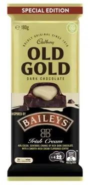 Cadbury Old Gold 180g Dark Chocolate/Baileys Irish Cream Chocolate Block