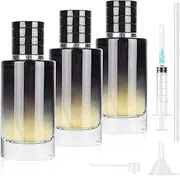 Pack of 3 50 ml Perfume Atomiser, Gradient Blue Round Perfume Atomiser for Men and Women, Spray Bottle, Travel Perfume with Accessories such as Funnel, Perfume Dispenser and Syringe for