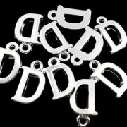 BULK 20 Letter D Alphabet Silver Tone Charms - SC2339