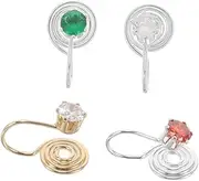 [TOGEVAL] 4pcs Minimalist Gold Earrings Flat Back Ear Cuffs for Women No Piercing Rhinestone Clip on Earrings Crystals