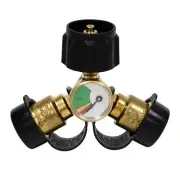 Dumble Propane Tank Adapters LP Gas Line Splitter 2 Way Y with Gauge QCC1 to POL