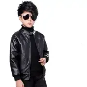 Kids Leather Jacket Genuine Lambskin Black Slim Fit Bomber Jacket