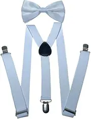 [Generic] Suspenders and Bow Tie Sets for Men - Men's Women's Tuxedo Suit Suspender and Pretied Bowtie for Wedding Strong Clips