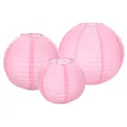 6Pcs 6"8 "12" Pink Paper Lanterns Decorative Round Hanging Ball Lantern