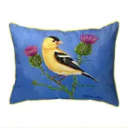 Betsy Drake Goldfinch & Thistle Large Indoor Outdoor Pillow