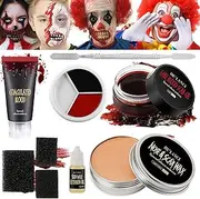 Halloween Scar Wax Kit, Fake Blood Special Effects Stage Coagulated Blood Gel,Fake Wound Molding Modeling Scar Wax with Spatula,SFX Halloween Stage Makeup For Zombie,Clown,Vampire,Goth,Joke