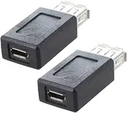 Mellisso 2X Black USB 2.0 Type A Female to Micro-USB B Female Adapter Plug Converter