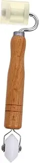 Angoily 2-in-1 Pressure Roller for Wallpaper and Carpet Seam Pu Roller Wheel Wooden Handle Wallpapers Tools for Seam Random