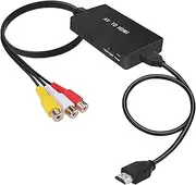 Tengchi RCA to HDMI Converter, Composite to HDMI Adapter Support 1080P PAL/NTSC Compatible with PS one, PS2, PS3, STB, Xbox, VHS, VCR, Blue-Ray DVD Players, Black