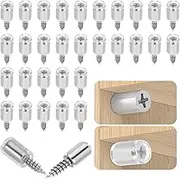 Giantree 40 Pcs Self Tapping Screws, Shelfs Support Pins with Non-Slip Sleeves, Cabinet Shelf Bracket Steel Pin Self Drilling Screw, One-Piece Selfs Tapping Screws for Glass Furniture Cabinet Support