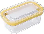 Butter Dish with Lid Butter Cutter Cheese Storage Box with Stainless Steel Wire Airtight Butter Keeper Removable Butter Tray Container Transparent Butter Cases West East Coast Butter Bar Slicer