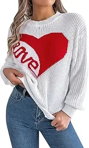 [Generic] Big and Tall Sweaters for Men Love Pullover Sweater Casual Long Sleeve Valentine's Day Knit Sweater Sweater Women Cardigan