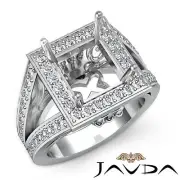 Diamond Engagement Halo Pave Filigree Ring Princess Semi Mount Platinum 950 1Ct