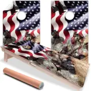 Military US American Flag Cornhole Board Wraps and Decals Vinyl Sticker