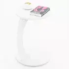 Space-Saving Home Decor C-Shaped Round End Table with Rolling Wheels