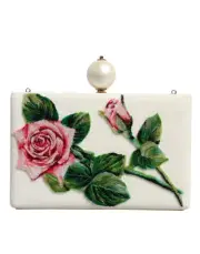 Dolce & Gabbana White Rose Floral Faux Pearl MicroWomen's Crossbody Women's Bag