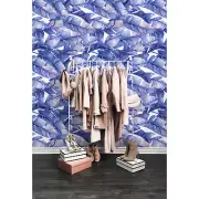 Blue banana leaves wall mural tropical Home Leaf Non-Woven wallpaper Floral
