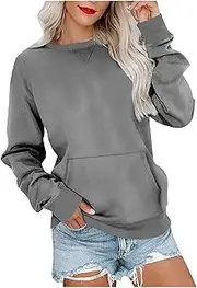 [VREWARE] Womens Sweaters,Womens Casual Round Neck Sweatshirt Long Sleeve Top Cute Pullover Loose Version Pullover Sweater