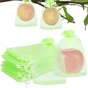 50pcs Fruit Protection Bags, Green Fruit Netting Bags with Drawstring, Garden Fruit Cover Mesh Bag for Plant Fruit Flower and Vegetables (4 * 6 inch)