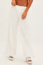 White Cargo Parachute Pants - Size 14, Women's Cargo Pant