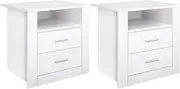 [Artiss] 2 X Bedside Table Drawers Side End Shelf Storage Nightstand White Tara