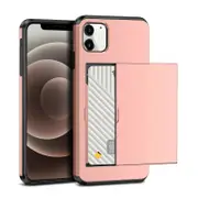 Hard Case Wallet Card Slot Cover - For Apple iPhone 16 Plus (Pink)