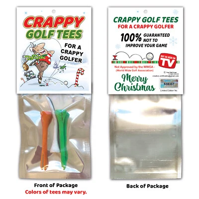 XMAS CRAPPY GOLF TEES Gag Golfer Party Gift Stocking Stuffer White Elephant LOT