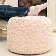 Ottoman Foot Rest Stuffed, Round Boho Floor Seating,Armchair Foot Stool, Floor Cushion, Bean Bag Pouf Ottoman 18x18x14 Inch (Pink)