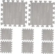 HANABASS 8Pcs Interlocking Foam Floor Mats Durable Lightweight Non Slip Design for Gym Use and Home Flooring for Boy Girl and Grey Grain Finish