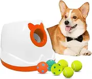 vivicreate Automatic Dog Ball Launcher – Interactive Dog Ball Thrower for Small & Medium Dogs, Adjustable Distance, Fun Fetch Toy with 8 Mini Latex Balls for Indoor & Outdoor Play (Orange)
