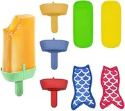 8 PCS Children's Popsicle Holders with Reusable Silicone Popsicle Holders, Built-in Straw and Non Dripping Rubber Popsicle Holder Children's Frozen Popsicle Holder with No Debris