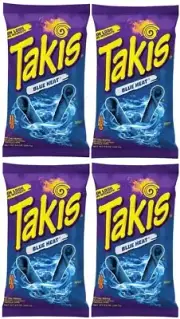 919243 4 X 280G PACKET TAKIS BLUE HEAT CHILLI PEPPER & LIME TORTILLA CHIPS SPICY