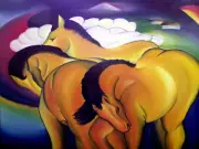 8 x 6 Art Franz Marc Yellow Horses Ceramic Mural Backsplash Bath Tile #2112