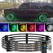 4PCS 15.5" RGB LED Wheel Ring Light Rim Lights Neon Bluetooth For Chevy Tahoe