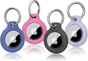 [4 Pack] Airtag Cases for Apple Airtag Holder, AirTags Case with Keychain, Soft TPU Airtag Holders Key Ring, Lightweight, Anti-Scratch, Protective Air Tag Holder for Luggage,Keys, Dog Collar